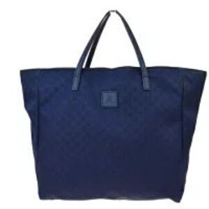 Gucci Handbag Tote GG Navy Blue Leather